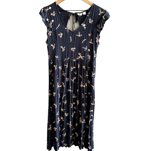Roxy Rush Minute Short Sleeve Midi Dress Navy Floral Size Small - Picture 4 of 13